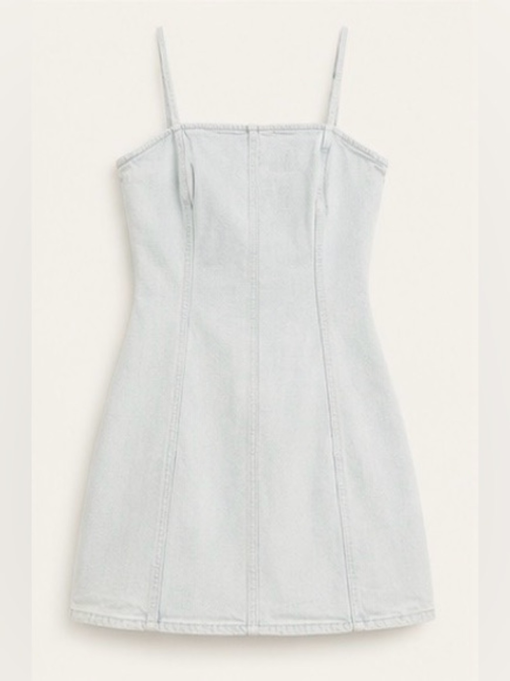 ZARA Light Wash Denim Mini Dress Womens M Spaghetti Strap Zip Side NWT - Picture 3 of 5